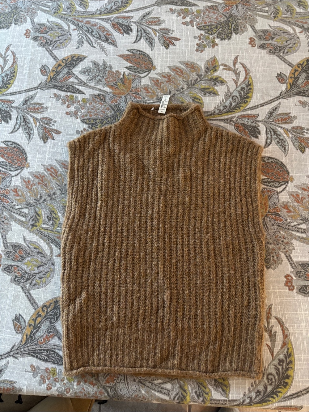Madewell Ladies Brown Ribbed Turtleneck Sleeveless Sweater-XS